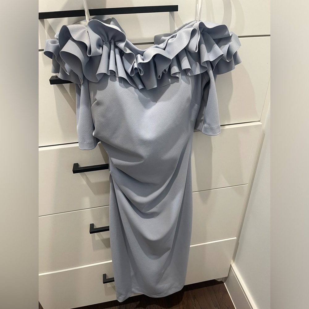 Elegant Ruffled Blue Xscape Dress